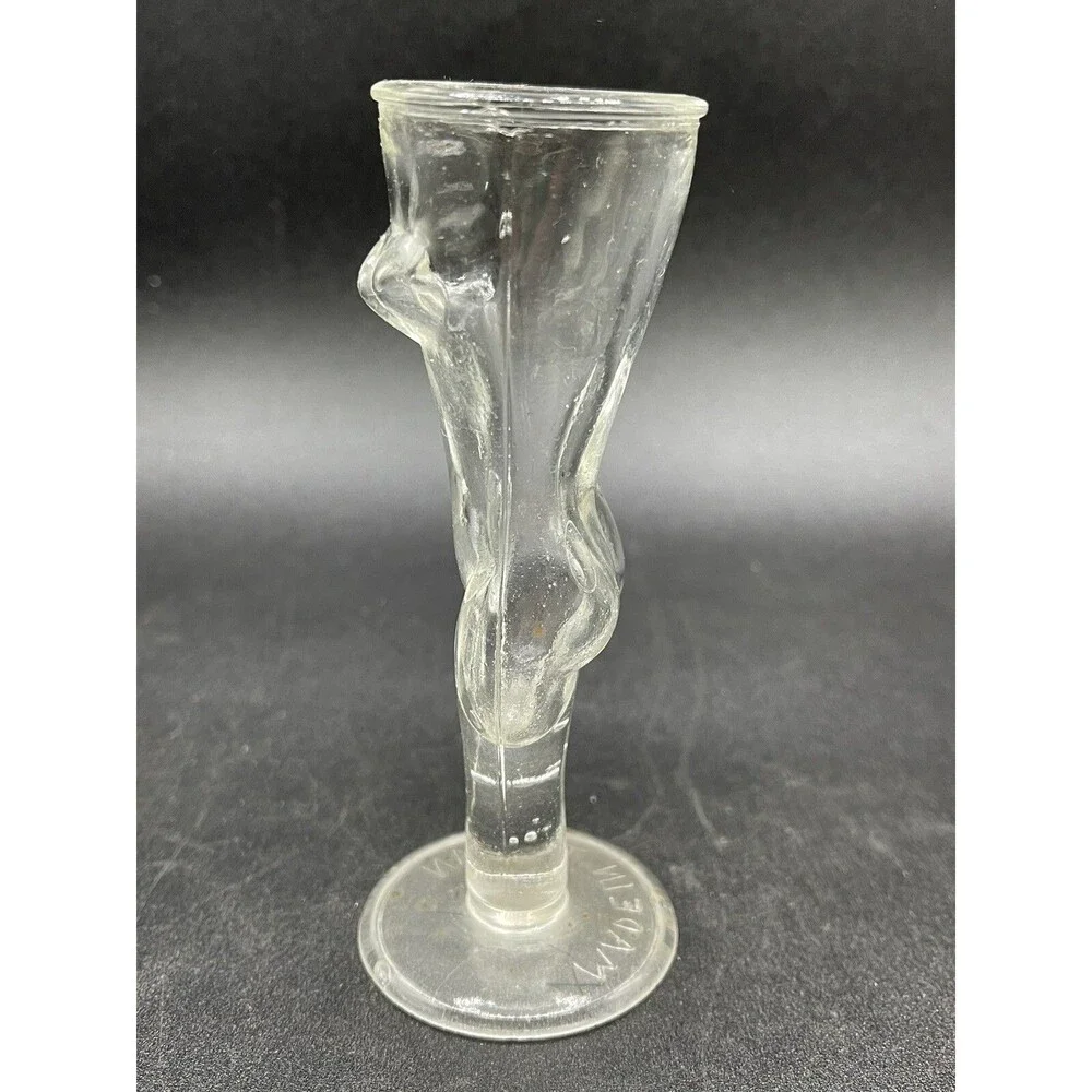 Vintage Taiwan Curio Small Nude Woman Body Clear Glass Vase Liquor Shot Glass